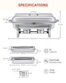 ✅ 2 Packs 9L Stainless Steel Chafing Dishs Bain Marie Buffet Food Warmer