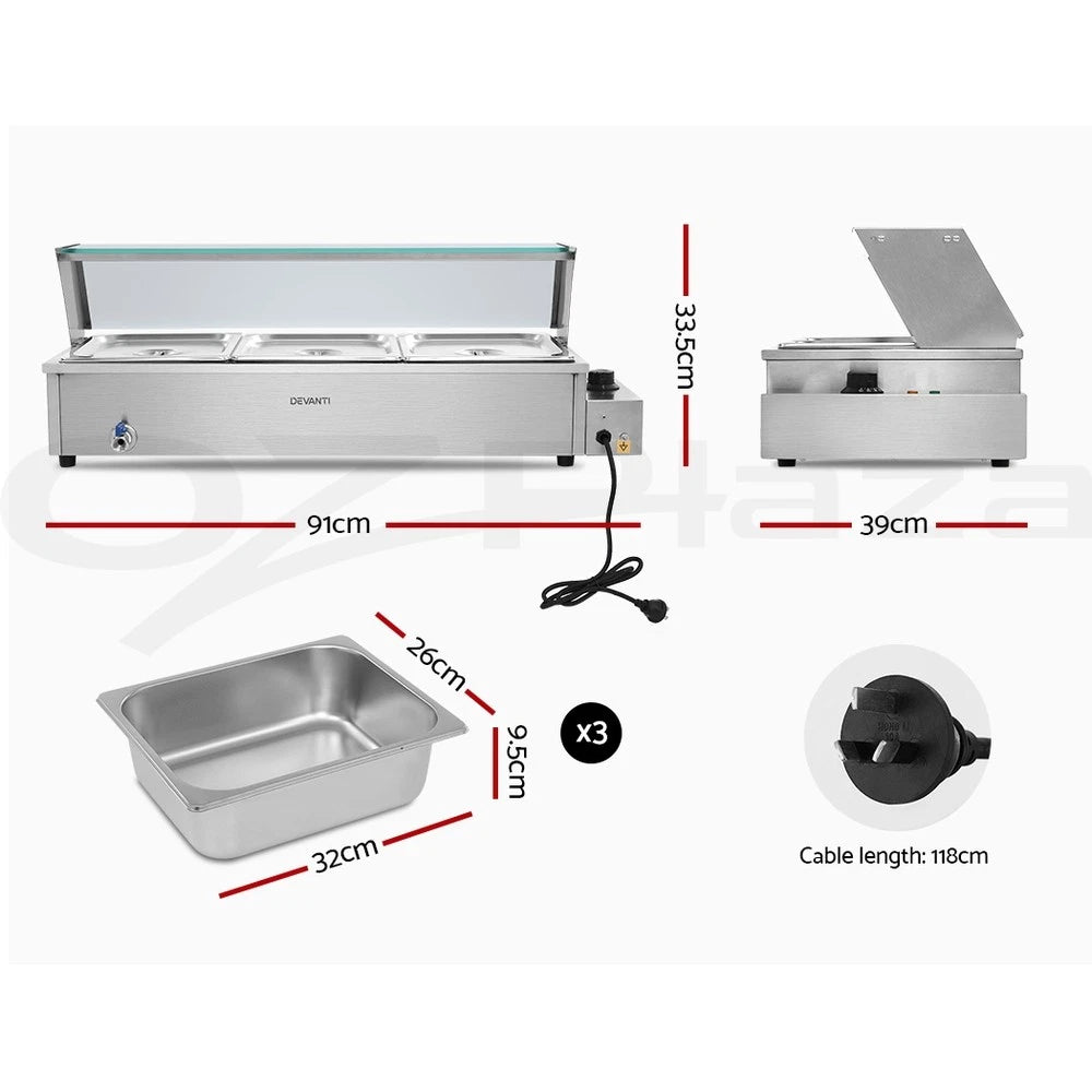Commercial Food Warmer Bain Marie Electric Buffet Pan Stainless Steel