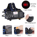 ✅100000LM LED Headlamp Rechargeable Zoomable Headlight XML T6 Head Torch