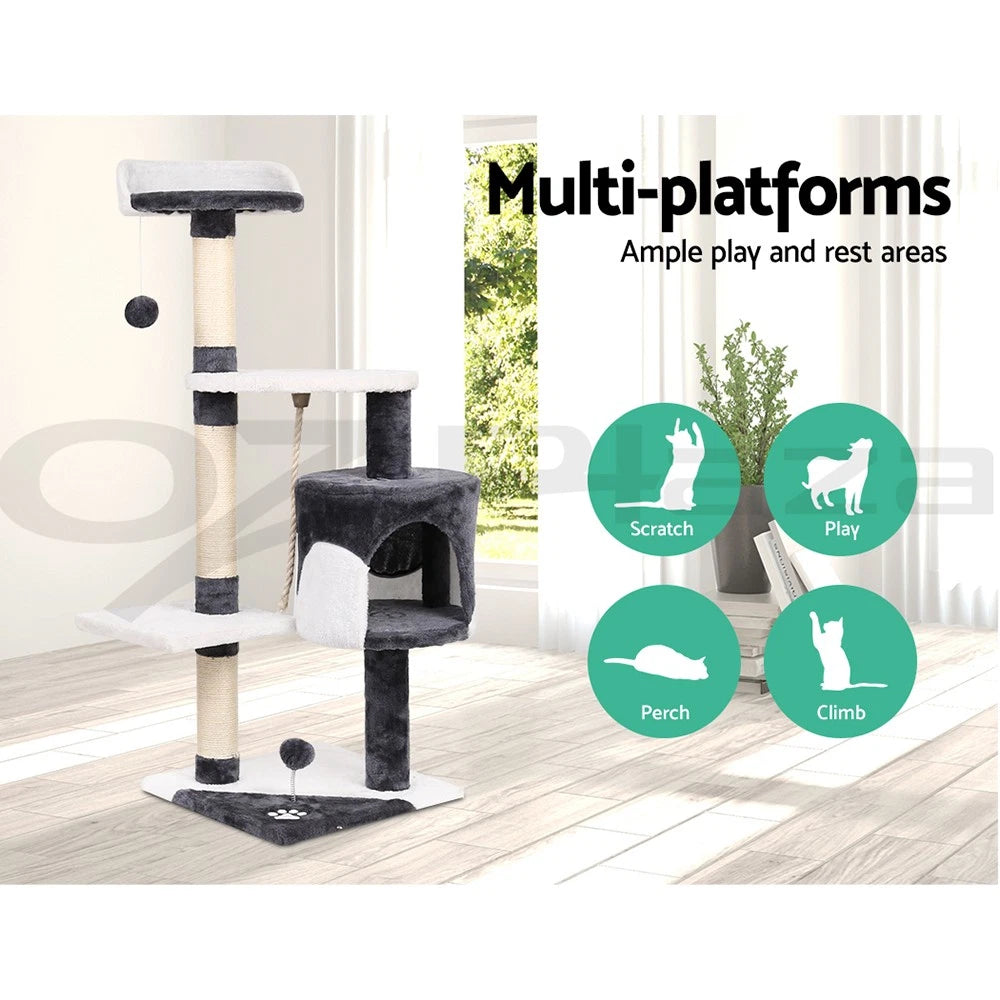Cat Tree Tower Scratching Post Scratcher 112cm Wood Condo House Furniture