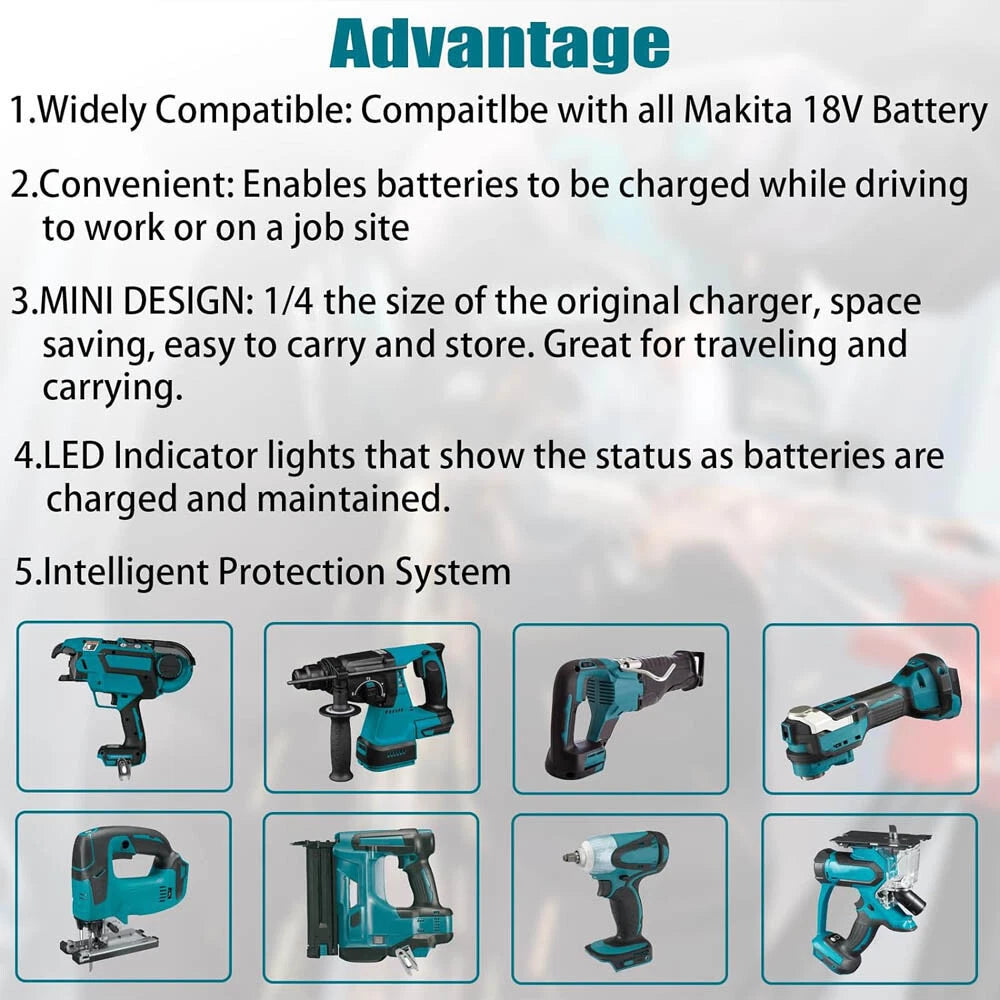 Car Charger for Makita 18V Battery Cigarette Lighter Plugs, 1/4 Size of DC18RC