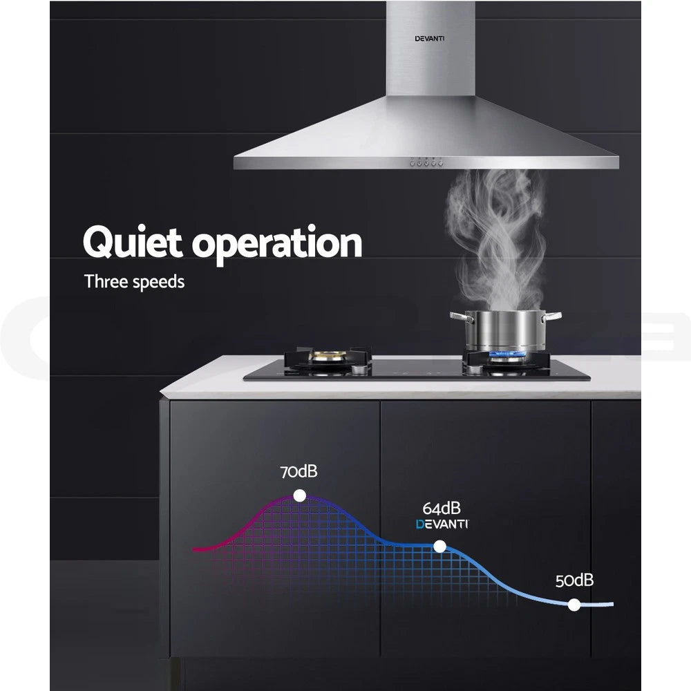 900mm Range Hood 90cm Rangehood Kitchen Canopy LED Light Stainless Steel