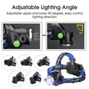 ✅100000LM LED Headlamp Rechargeable Zoomable Headlight XML T6 Head Torch