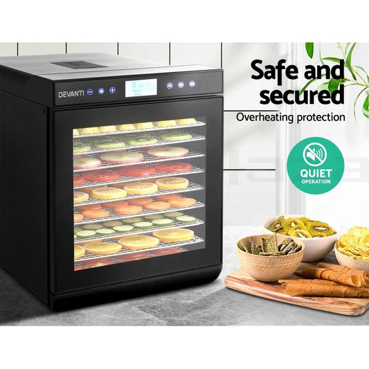 10 Trays Food Dehydrator Stainless Steel Fruit Dehydrators Jerky Dryer