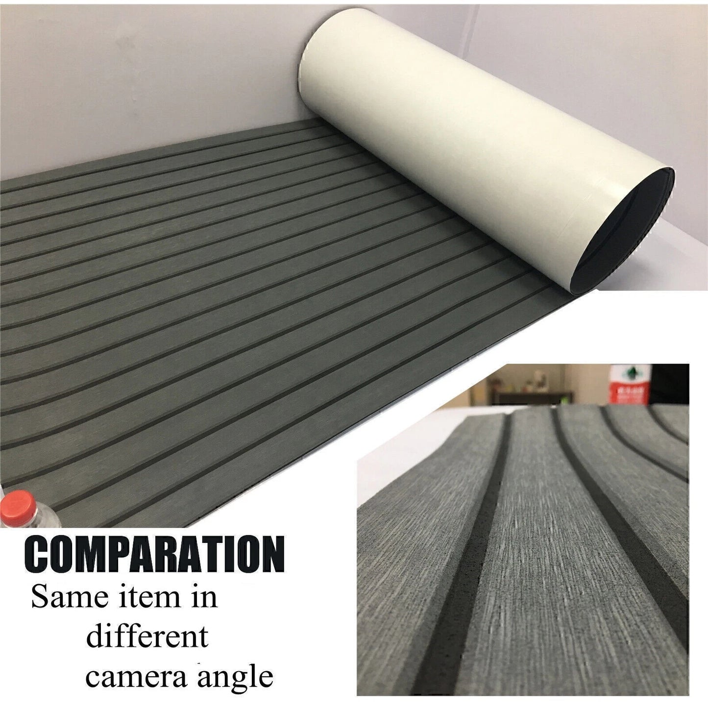 240×90cm Boat Decking EVA Foam Sheet Marine Yacht Teak Flooring Carpet Dark Grey
