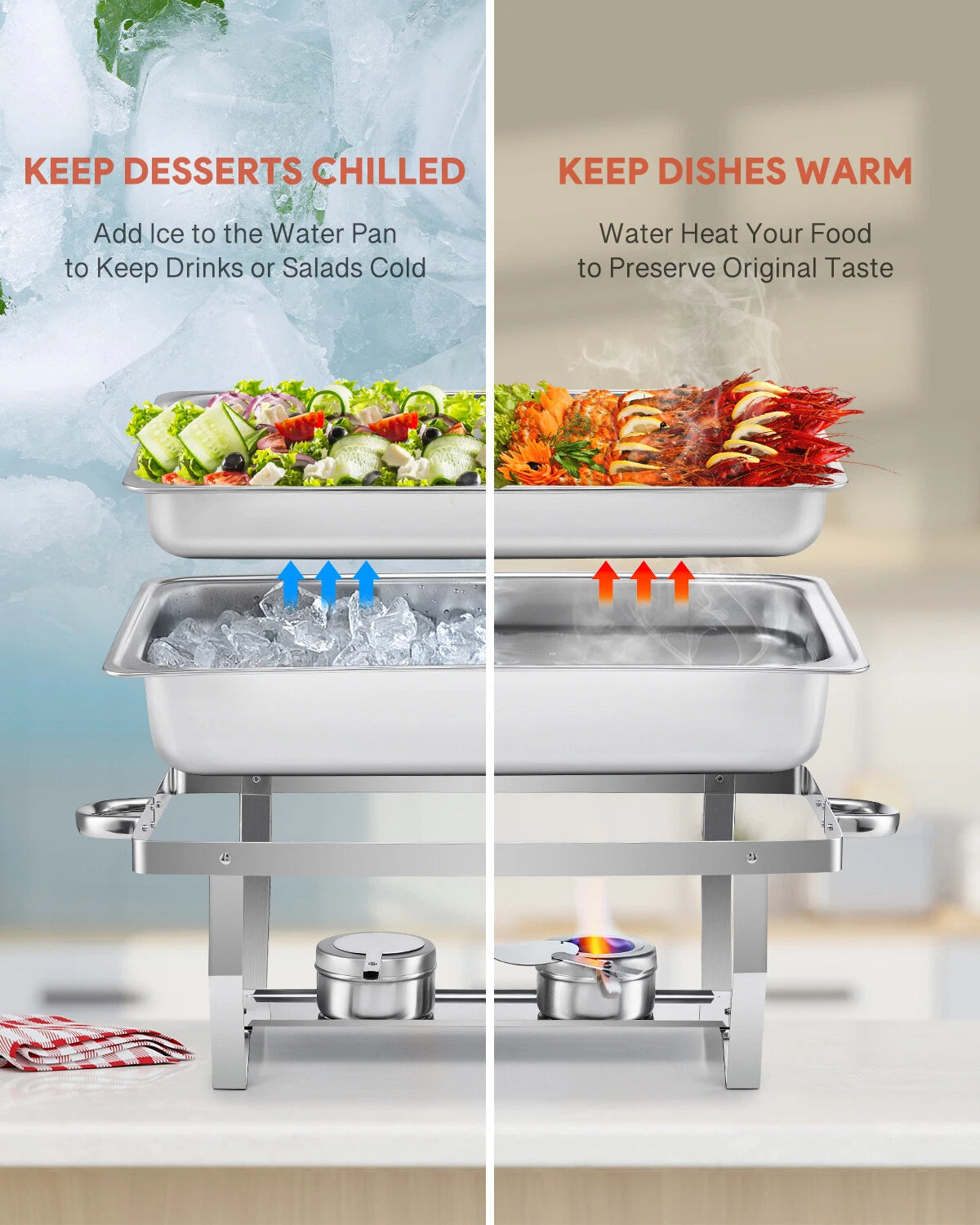 6-Pack Chafer Chafing Dish 9L Stainless Bain Marie Buffet Food Warmer