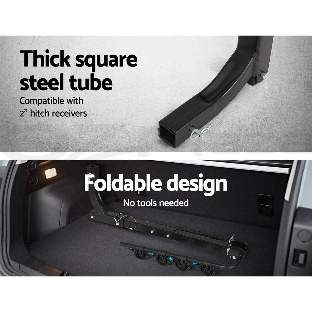 4 Bicycle Carrier Bike Rack Car Rear Hitch Mount 2" Towbar Foldable