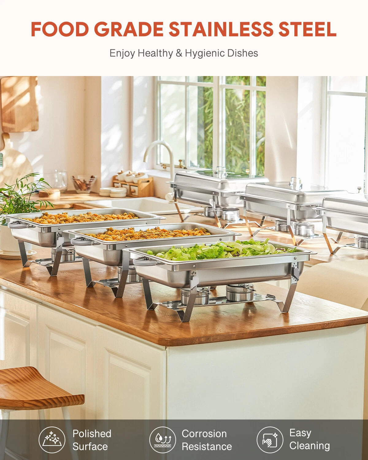 6-Pack Chafer Chafing Dish 9L Stainless Bain Marie Buffet Food Warmer