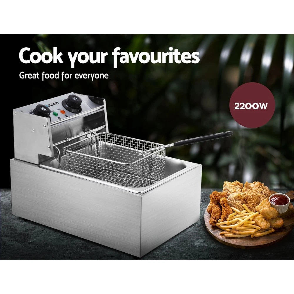 Commercial Electric Deep Fryer 10L Basket Chip Cooker Stainless Steel
