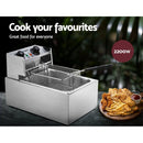 Commercial Electric Deep Fryer 10L Basket Chip Cooker Stainless Steel