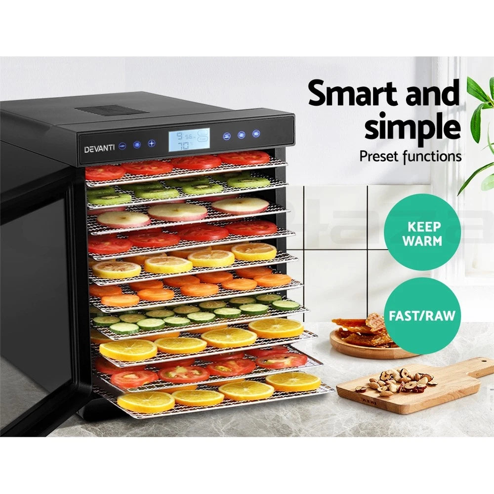 10 Trays Food Dehydrator Stainless Steel Fruit Dehydrators Jerky Dryer