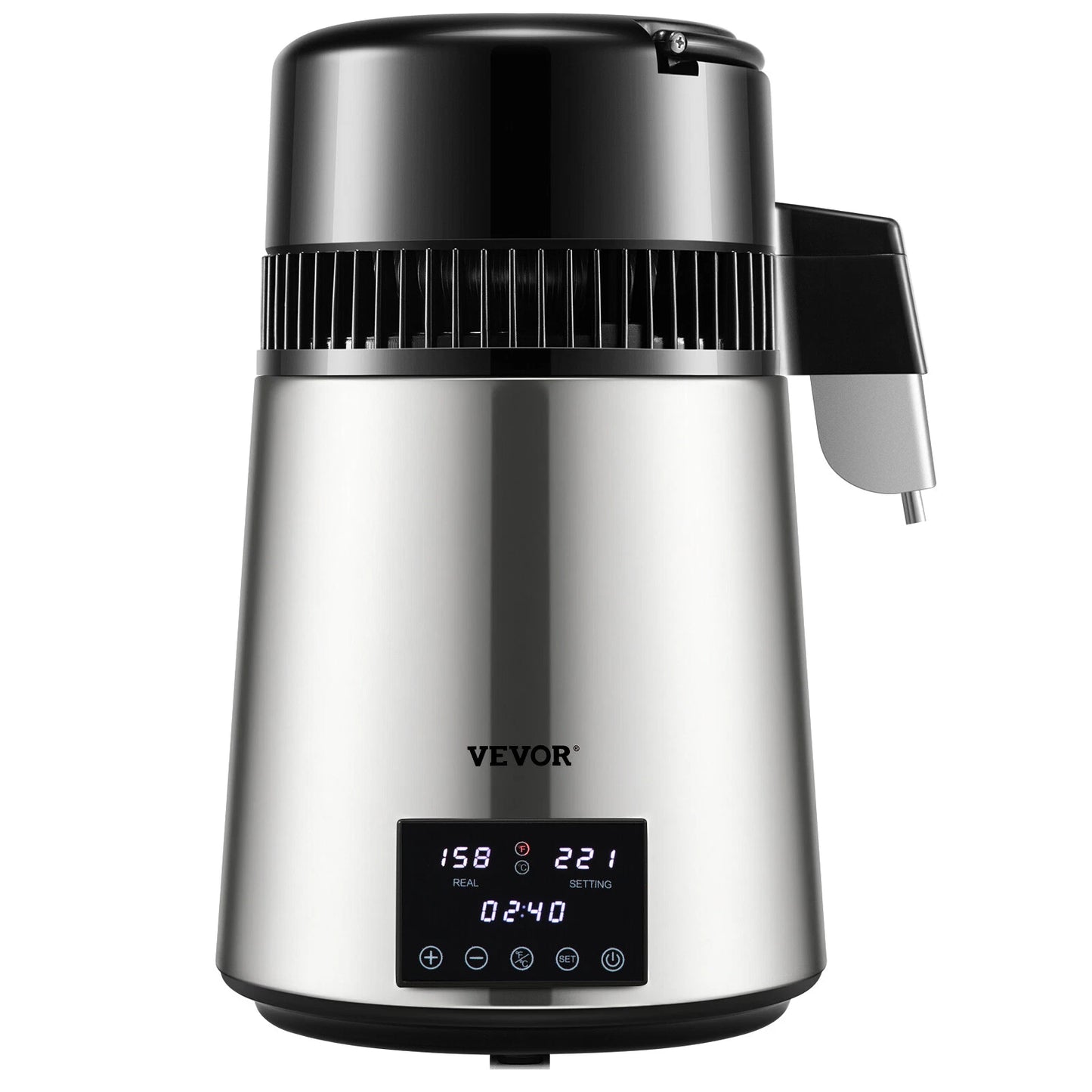 4L Water Distiller 1.5L/H Distilled Water Filter Timing Dual-Temp Silver