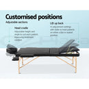 ✅ Massage Table 60cm Portable 3 Fold Wooden Beauty Waxing Therapy Bed Black