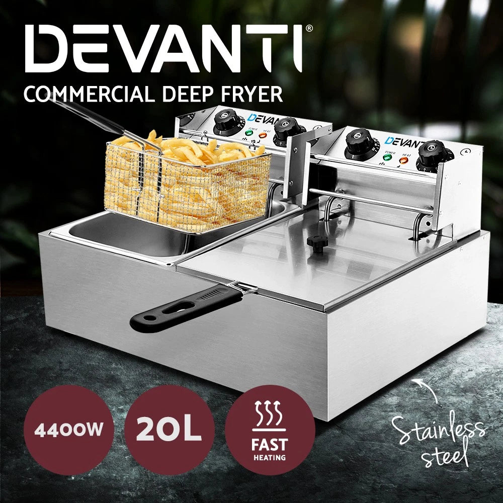 Electric Commercial Deep Fryer Twin Frying Basket Chip Cooker Kitchen