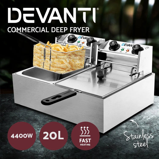 Electric Commercial Deep Fryer Twin Frying Basket Chip Cooker Kitchen