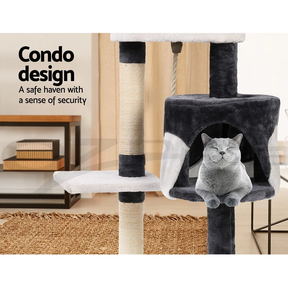 Cat Tree Tower Scratching Post Scratcher 112cm Wood Condo House Furniture