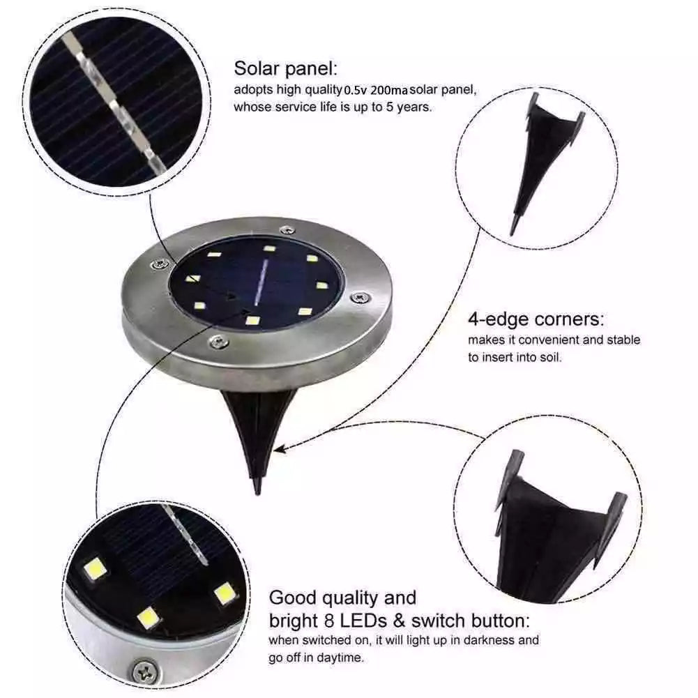 4pcs Inground Solar Garden Light 8 LED Buried Recessed Outdoor Deck Path AU