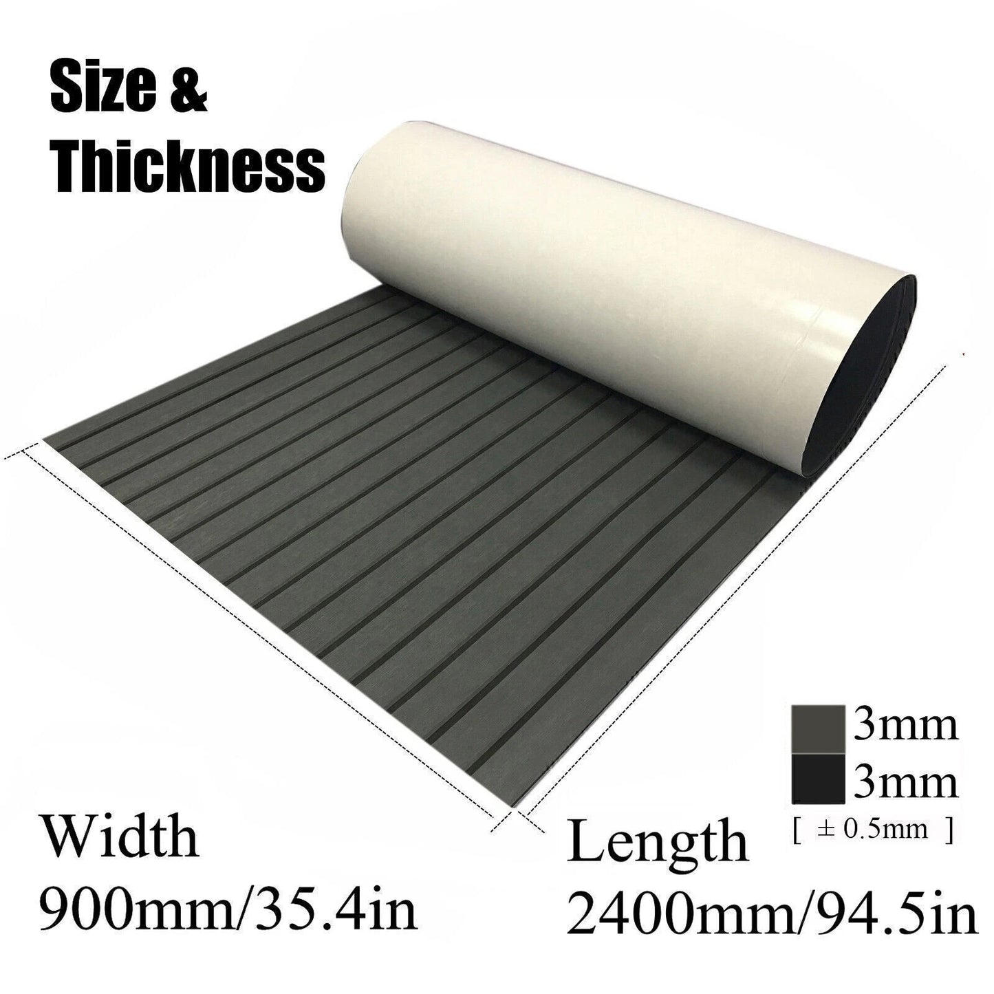 240×90cm Boat Decking EVA Foam Sheet Marine Yacht Teak Flooring Carpet Dark Grey