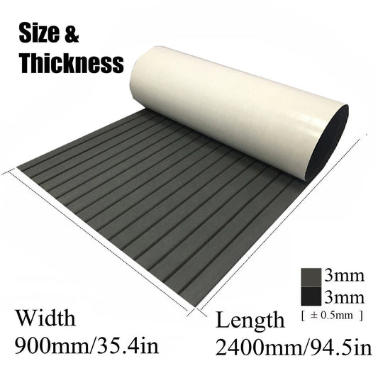 240×90cm Boat Decking EVA Foam Sheet Marine Yacht Teak Flooring Carpet Dark Grey
