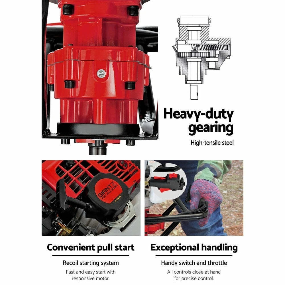 Post Hole Digger 92CC Petrol Motor Drill Borer Fence Extension Auger Bits