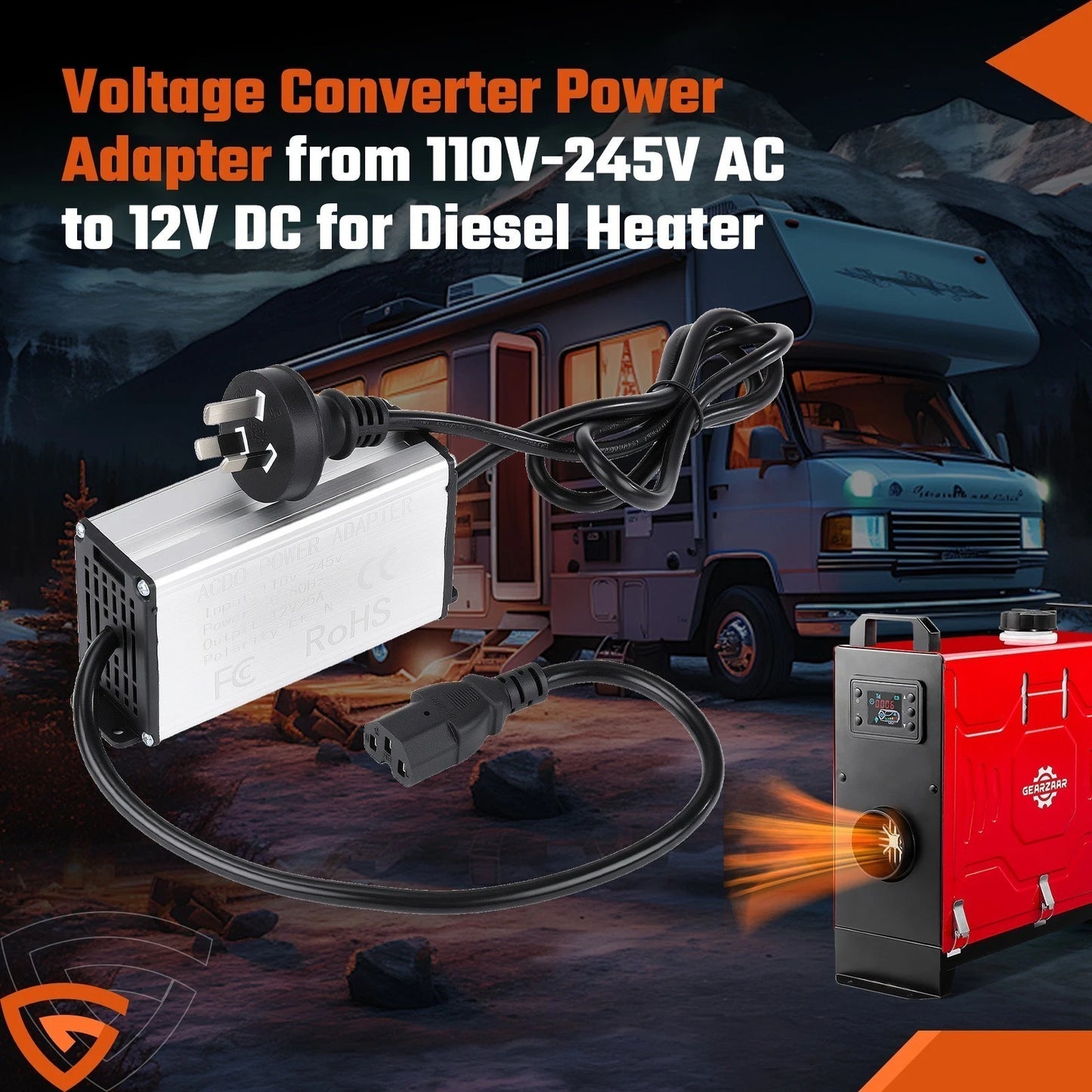 8KW Diesel Air Heater 12V 24V bluetooth App LCD Remote W/ 110-240V Volt Adapter