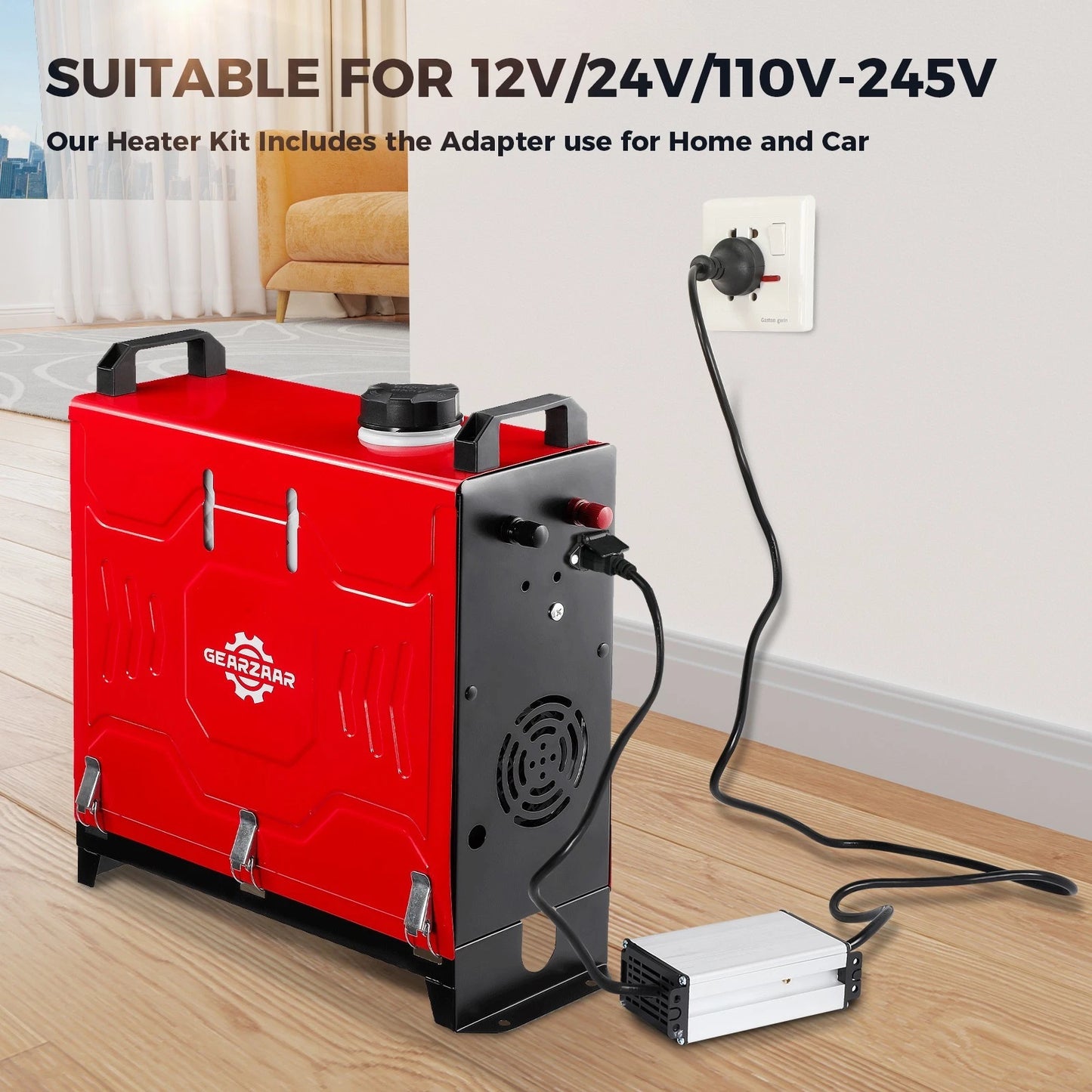 8KW Diesel Air Heater 12V 24V bluetooth App LCD Remote W/ 110-240V Volt Adapter