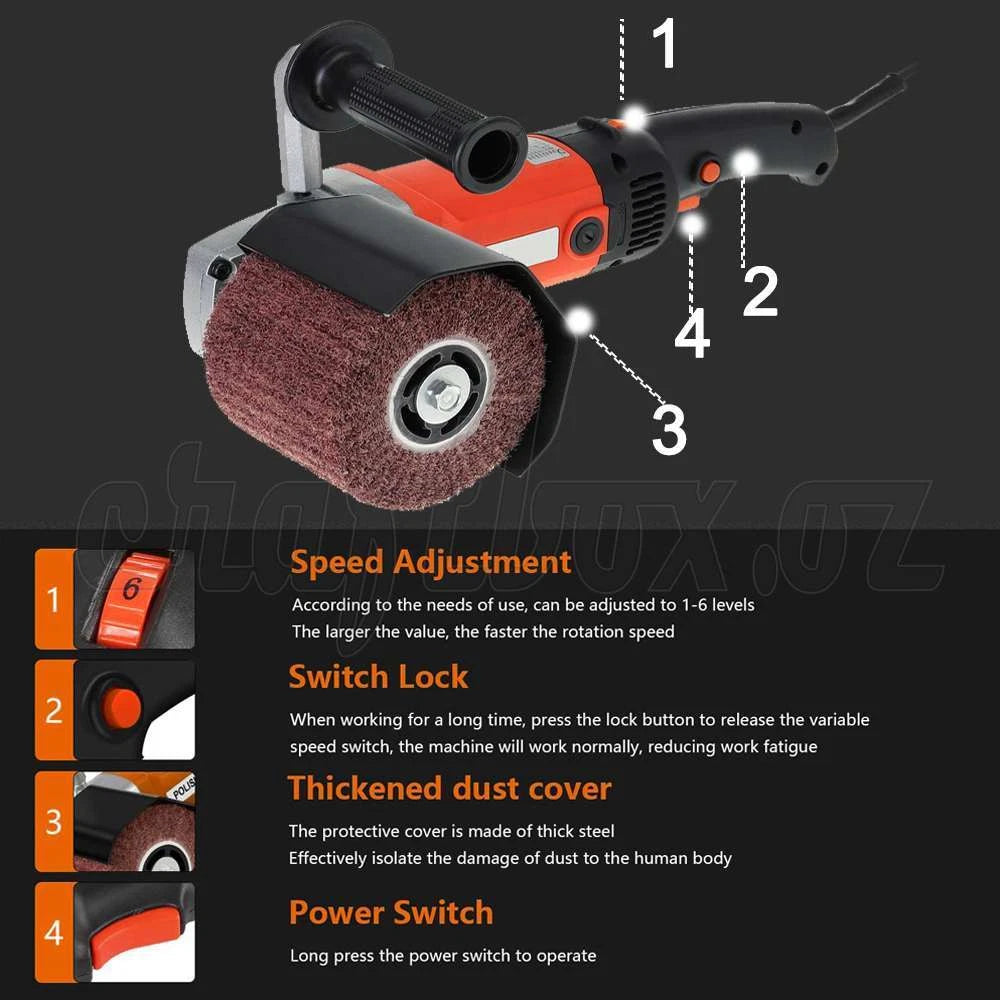 Electric Burnishing Polishing Drawing Machine Drum Sander 2 Grinding Wheel 1600w