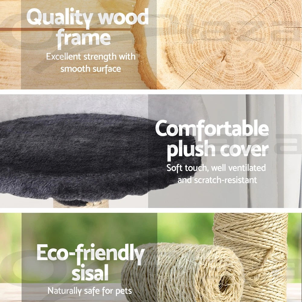 Cat Tree Tower Scratching Post Scratcher 112cm Wood Condo House Furniture