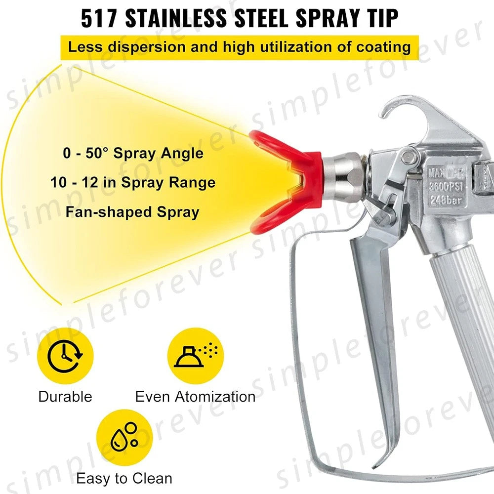 Airless Paint Sprayer Spray Gun With Tip 15M Hose 20cm Extension Shaft Universal