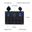 ✅5 Gang 12V Switch Panel LED Rocker USB ON-OFF Toggle For Car Boat Marine Caravan