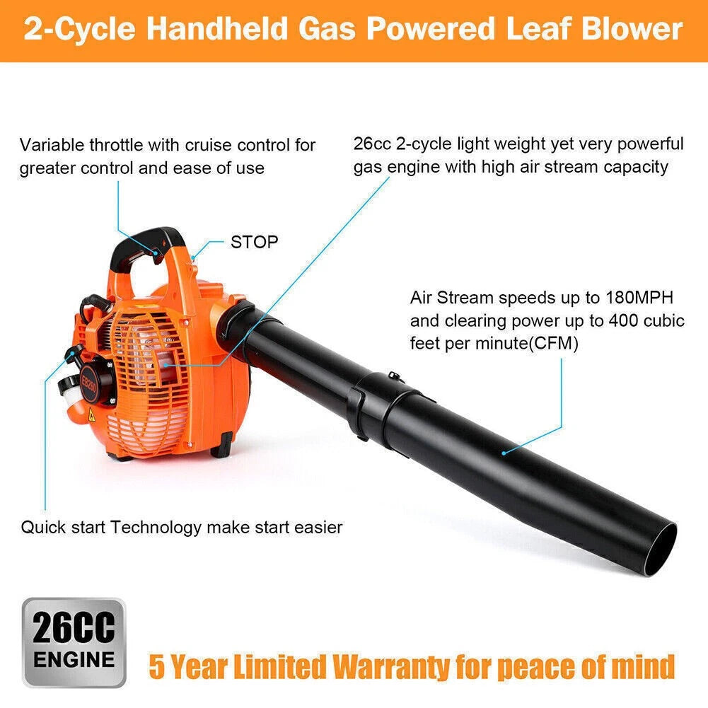 2-STROKE PETROL LEAF BLOWER 300KM AIR SPEED Light-weight unit under 5kg