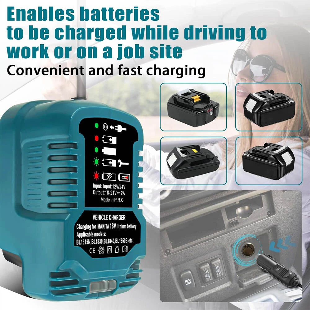 Car Charger for Makita 18V Battery Cigarette Lighter Plugs, 1/4 Size of DC18RC