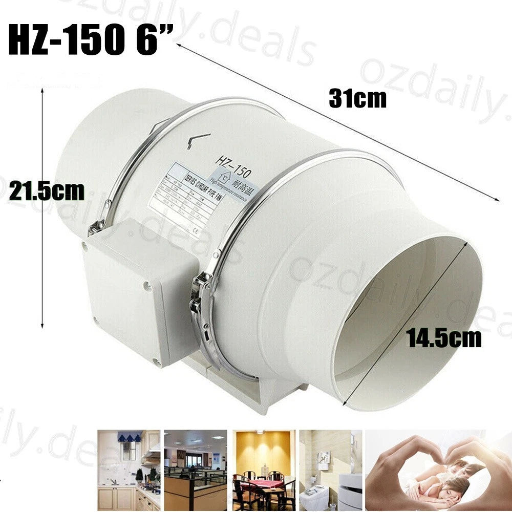 6 Extractor Fan Duct Hydroponic Inline Exhaust Vent Industrial+Remote New