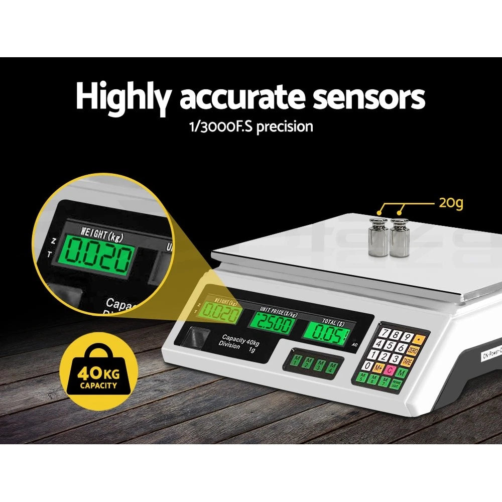 40KG Digital Kitchen Scale Electronic Weighing Shop Market Commercial LCD