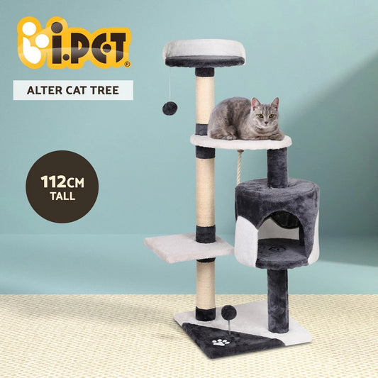 Cat Tree Tower Scratching Post Scratcher 112cm Wood Condo House Furniture