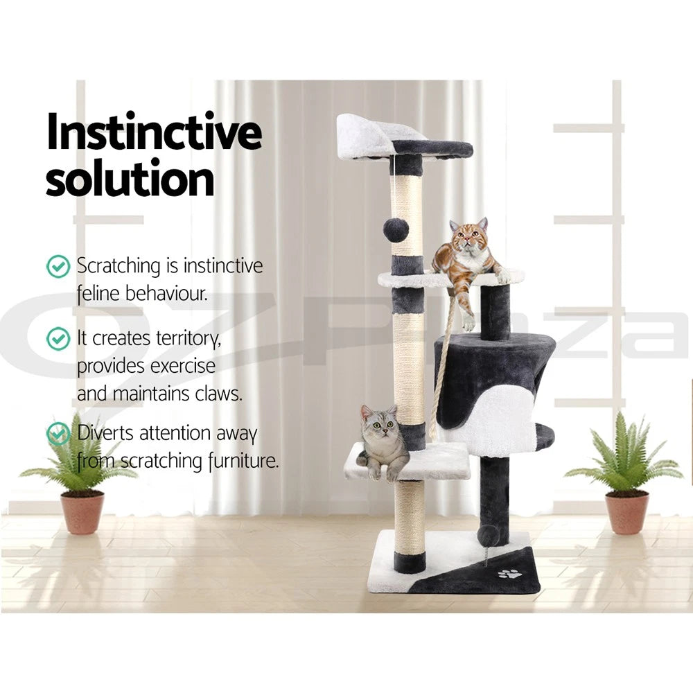 Cat Tree Tower Scratching Post Scratcher 112cm Wood Condo House Furniture