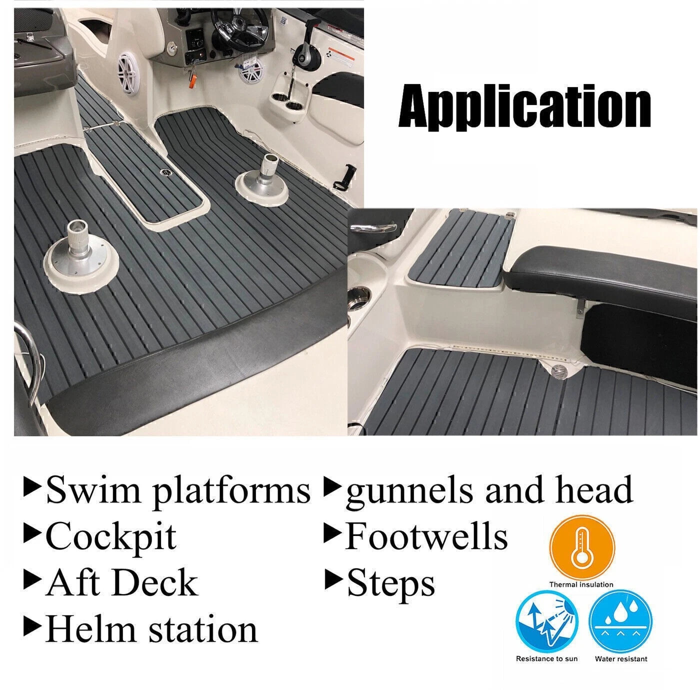 240×90cm Boat Decking EVA Foam Sheet Marine Yacht Teak Flooring Carpet Dark Grey