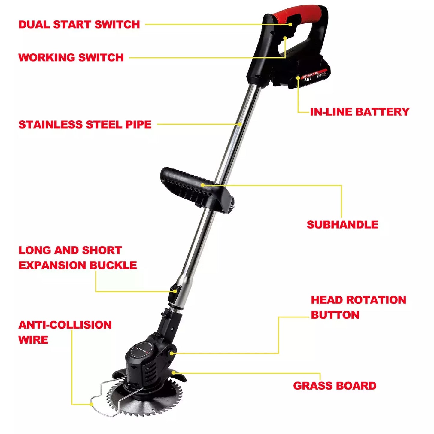 Cordless Electric Grass String Trimmer Lawn Cutter Brush Mower Whipper Snipper