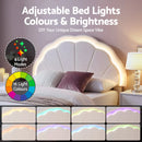 📦King Single Bed Frame with Storage Drawer LED Headboard Velvet Platform