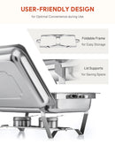 2 Packs 4.5L Stainless Steel Chafing Dishs Bain Marie Buffet Food Warmer