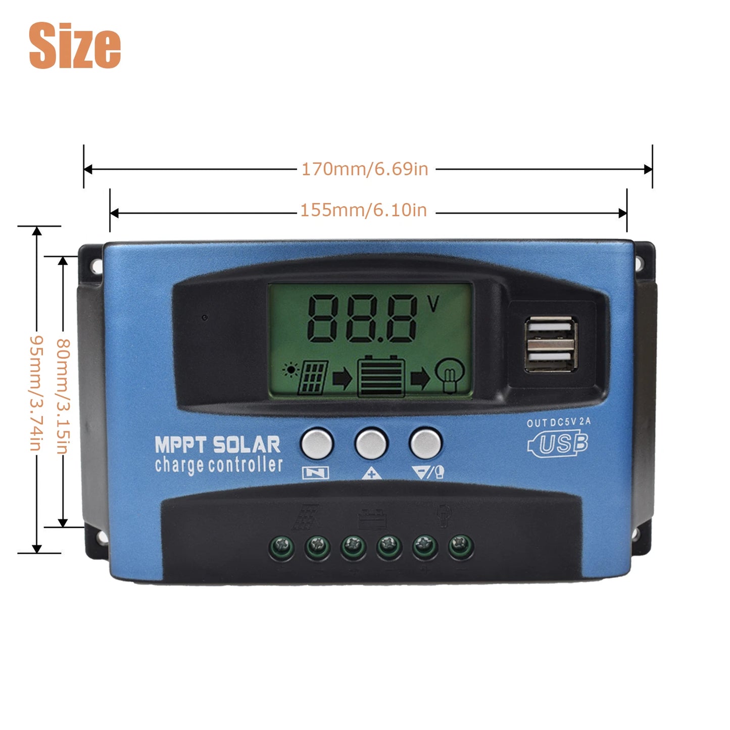 100A MPPT Solar Panel Regulator Charge Controller 12V/24V Auto Focus Tracking