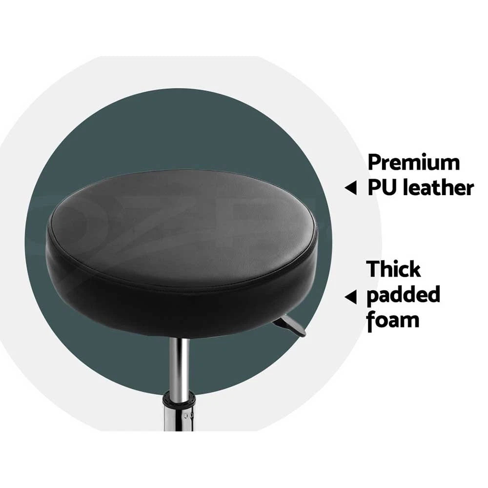 Round Salon Stool Swivel Barber Hair Dress Chair Hydraulic Lift PU Black