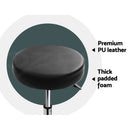 Round Salon Stool Swivel Barber Hair Dress Chair Hydraulic Lift PU Black