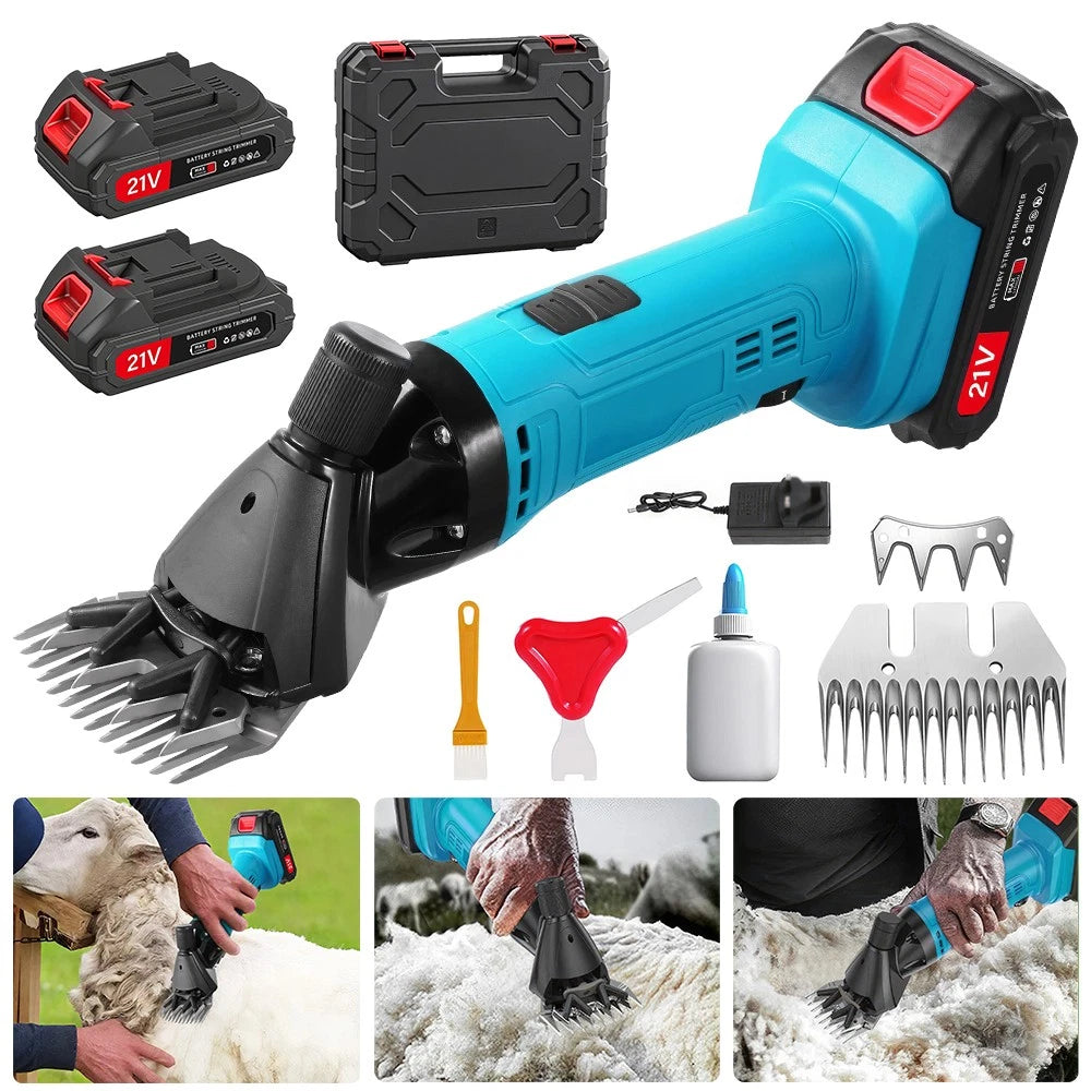 Cordless Electric Sheep Shearing Clippers 500W 21V for Livestock with 2 Battery