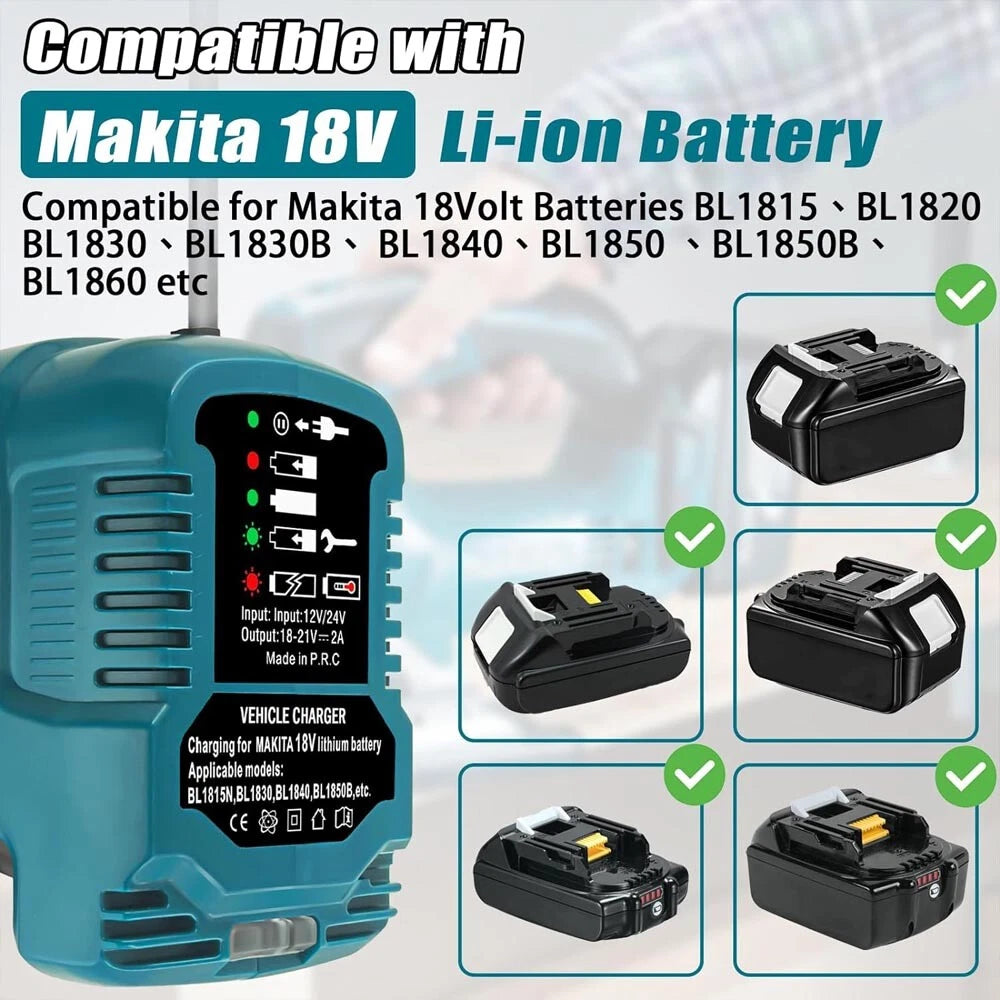 Car Charger for Makita 18V Battery Cigarette Lighter Plugs, 1/4 Size of DC18RC