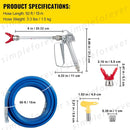 ✅Airless Paint Sprayer Spray Gun With Tip 15M Hose 20cm Extension Shaft Universal