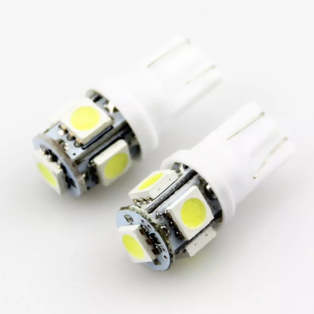 10 x White T10 194 168 SMD 5050 LED Car Wedge Tail Side Parking Light Globe 12V