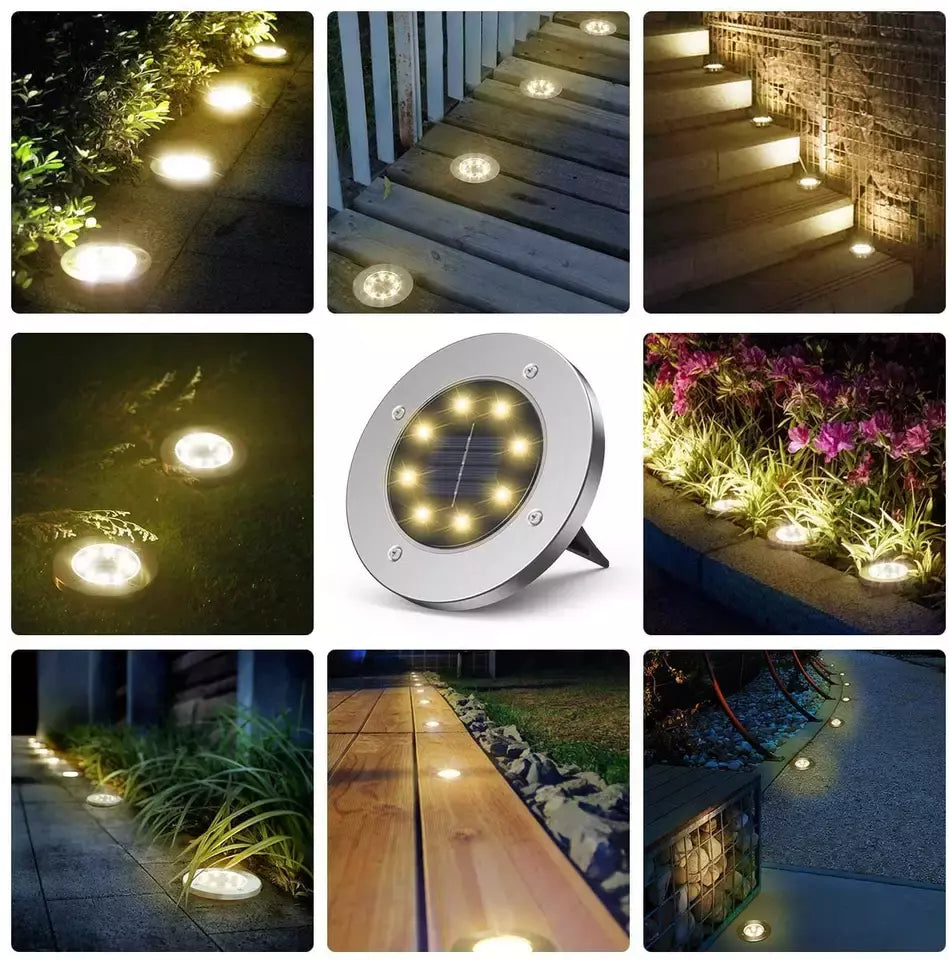 4pcs Inground Solar Garden Light 8 LED Buried Recessed Outdoor Deck Path AU