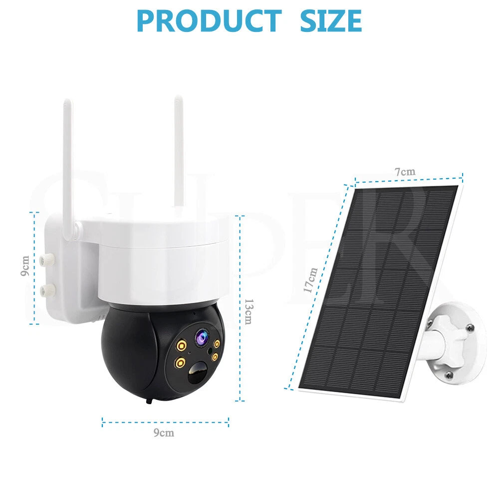 Solar Security Camera IP Battery Powered Outdoor Wireless WiFi CCTV PTZ Camera