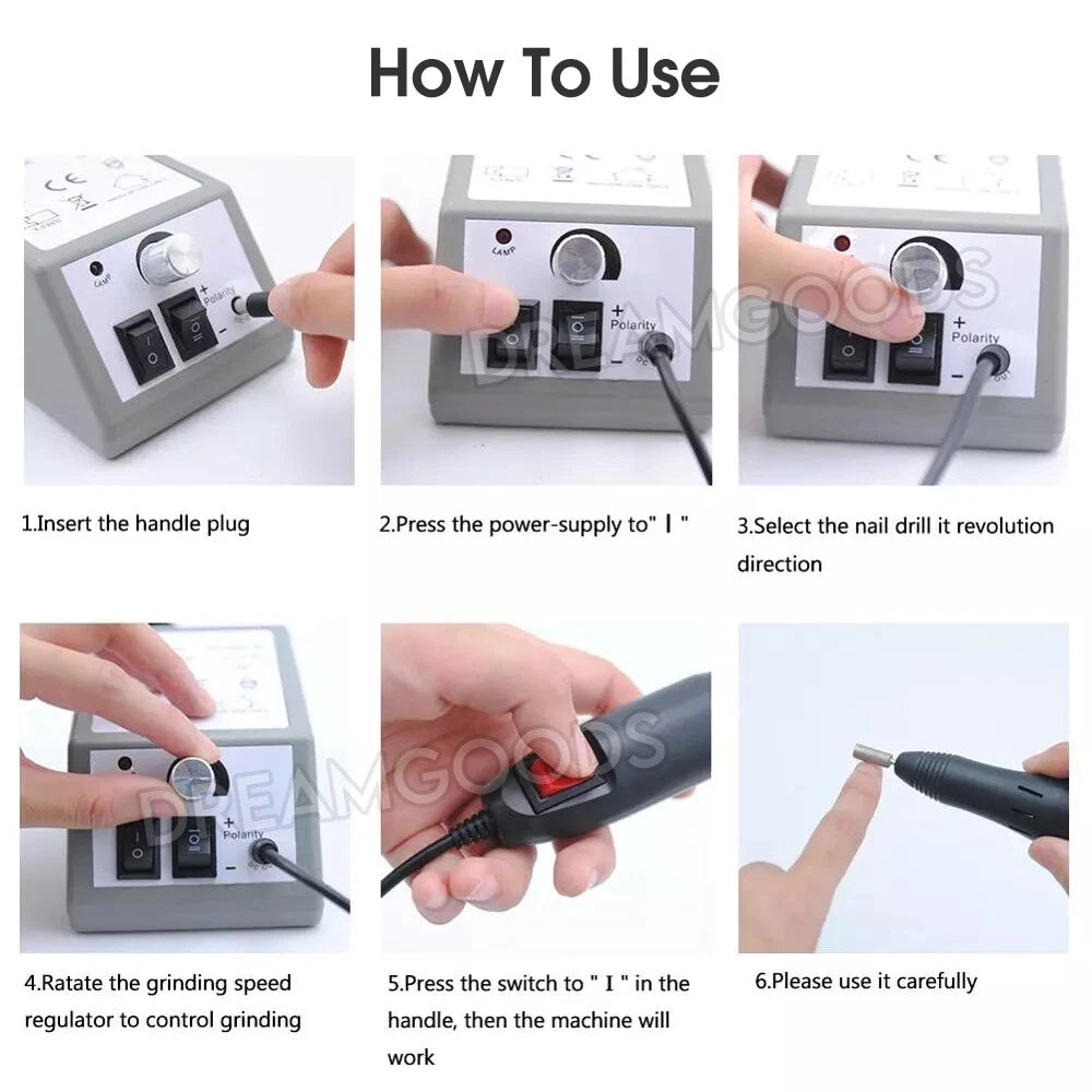 Electric Nail File Drill Tool AcrylicArt Pedicure Manicure Salon MachineBits Set